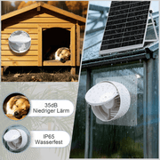 Leiser Solarventilator 200mm – Akku - betrieben, ideal für Hühnerstall, Gewächshaus & Schuppen