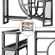 Luxurious black metal wine rack | wall-mounted with glass hanger – bar rack for kitchen & living room