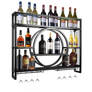 Luxury Black Metal Wine Rack | Wall-Mounted with Glass Holder – Bar Rack for Kitchen & Living Room