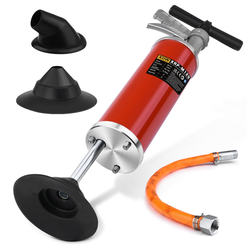 Max.10 Bar High-Pressure Pipe Cleaning Pump Drain Cleaner with 3 Attachments