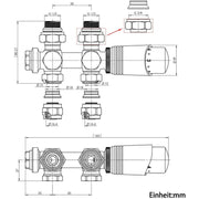 Messing Heizkörper Ventilset Schwarz mit Thermostat – 1/2" & 3/4" Anschlüsse