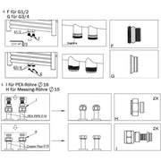Messing radiatorventilsæt i hvid med termostat – 1/2" og 3/4" tilslutninger