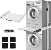 Cadre de liaison en métal avec tablette coulissante, cadre intermédiaire renforcé pour lave-linge, sangle d’arrimage incluse