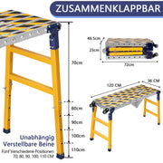 Multifunctional work platform with 500 kg load capacity – height-adjustable, mobile, and versatile