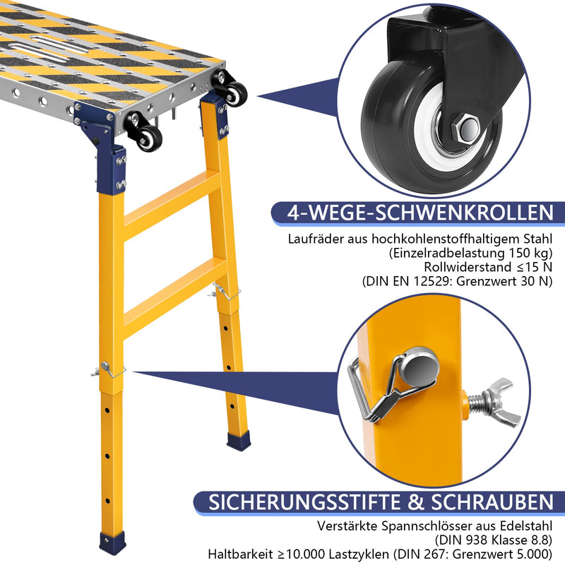 Multi-functional work platform with 500 kg load capacity – height-adjustable, mobile, and versatile