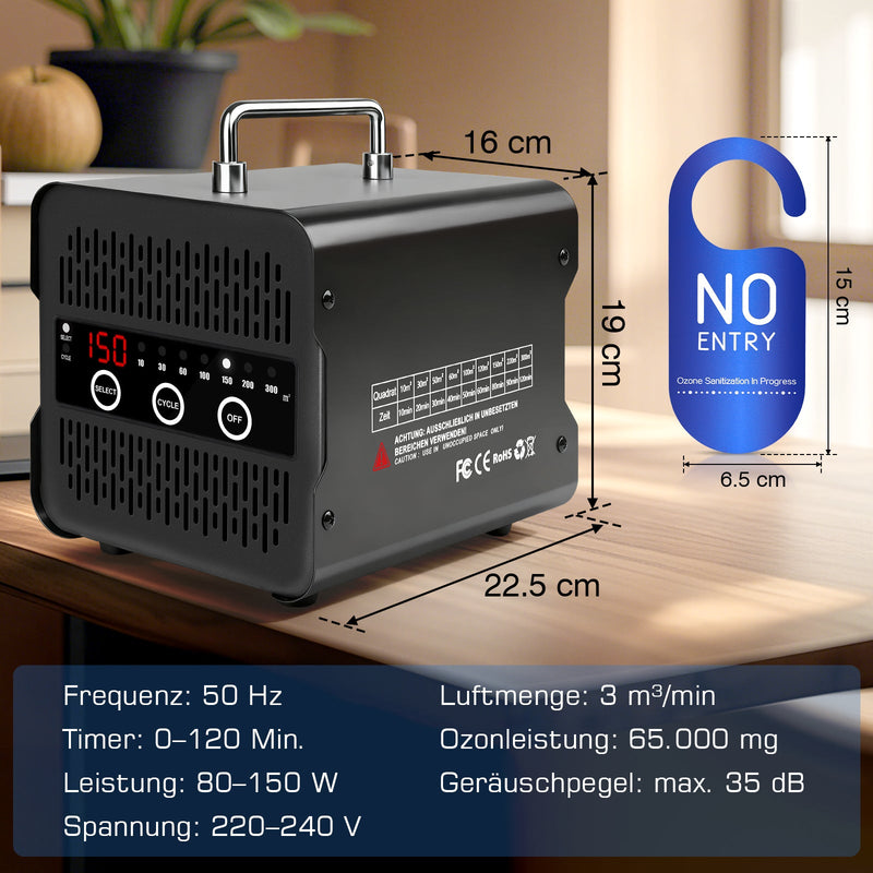 Ozone generator 65,000 mg/h – professional ozone generator for odor removal up to 300 m²