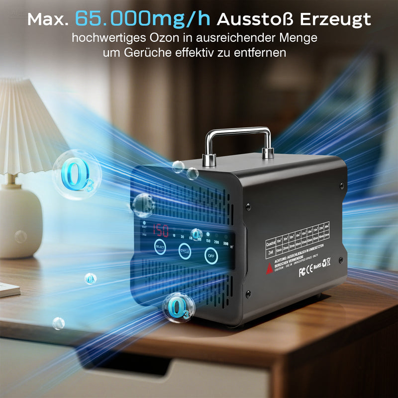 Ozone generator 65,000 mg/h – professional ozone generator for odor removal up to 300 m²