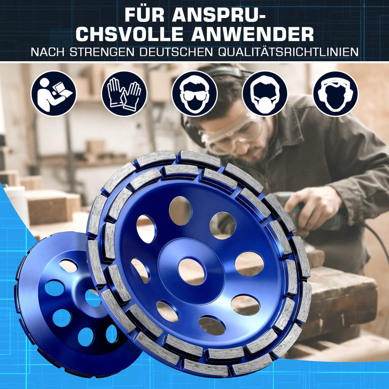 Premium Diamant - Turboschleifscheibe 180 mm mit 22,23 mm Bohrung für Winkelschleifer