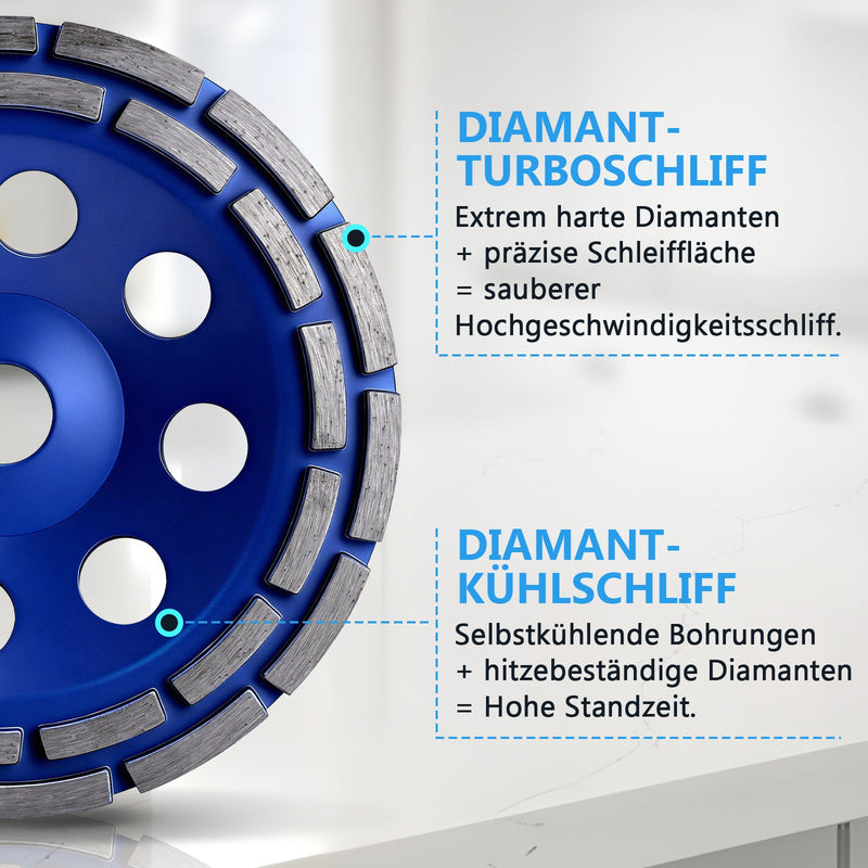 Premium Diamant - Turboschleifscheibe 180 mm mit 22,23 mm Bohrung für Winkelschleifer