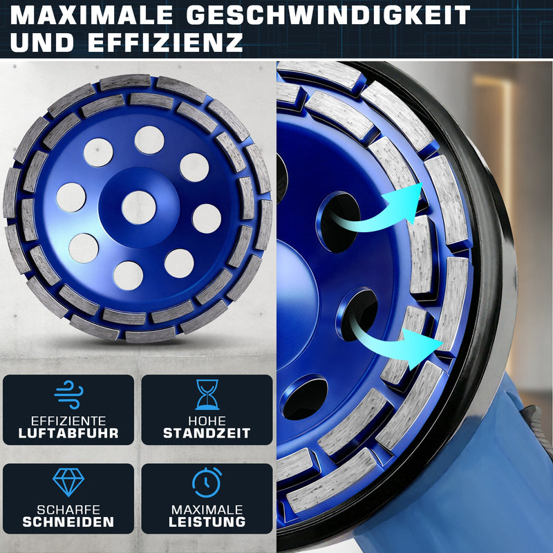 Premium Diamant - Turboschleifscheibe 180 mm mit 22,23 mm Bohrung für Winkelschleifer