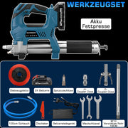 Professionel batteridrevet fedtpresser 15000 PSI med digital mængdetæller | komplet sæt inkl. 2 batterier & kuffert