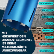 Professional diamond core bit for concrete & reinforced concrete Ø26–202 mm, M22, SDS Plus/Max, wet & dry drilling
