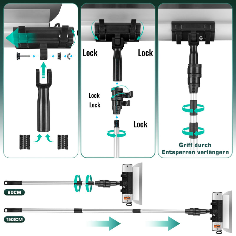 Professional surface filler system (21-piece) | 5 sizes, telescopic pole, 5 replacement blades & case
