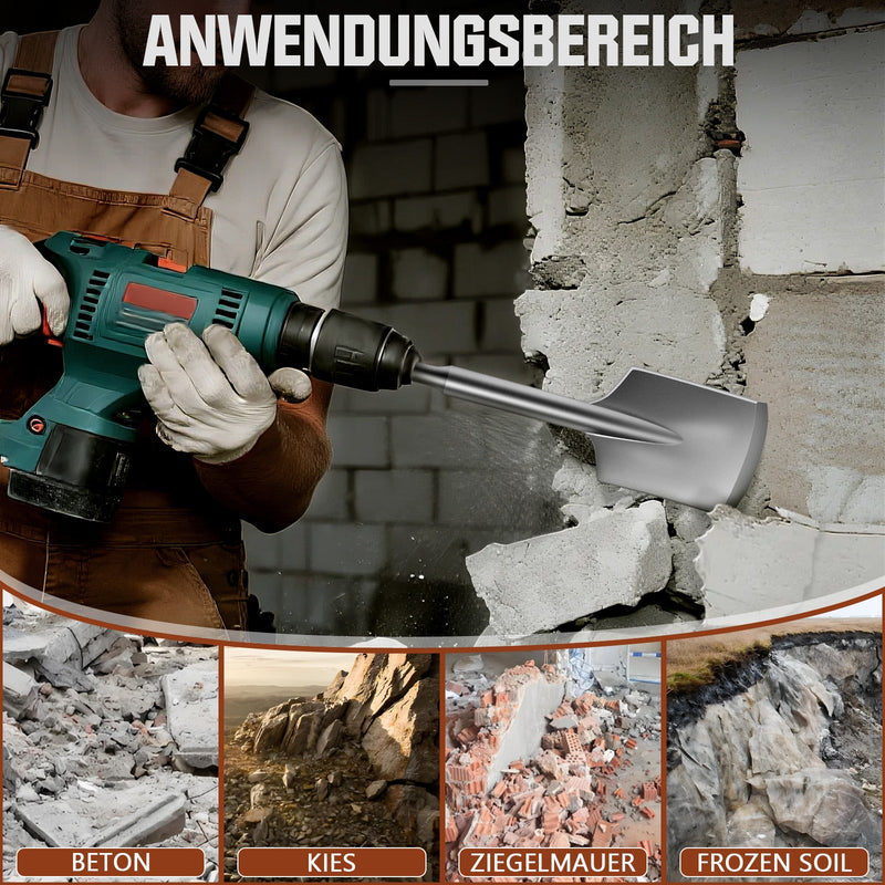 Robust SDS Max spade chisel for precise work on concrete, tiles and plaster