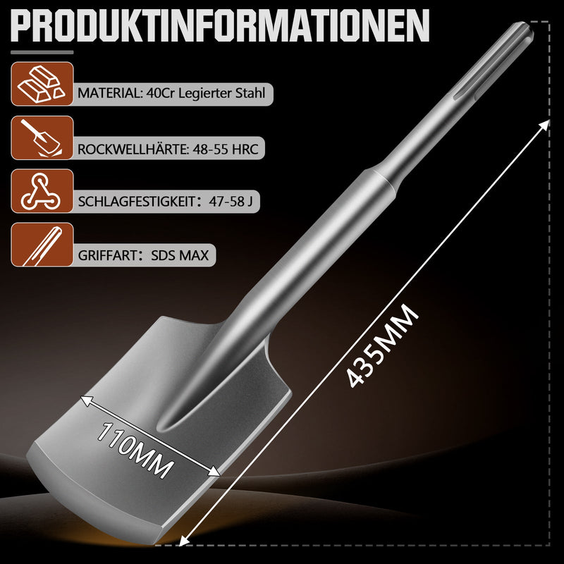 Robust SDS Max chisel for precise work on concrete, tiles, and plaster