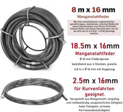 Putkenavaaja 500 W, 16 mm 29 m spiraalilla, Ø30–100 mm putkien puhdistuslaite