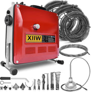 Rohrreinigungsmaschine 850W Set, Ø20 - 200mm Rohrleitungen, Spiralen 28/14,5/5m, 12 Köpfe