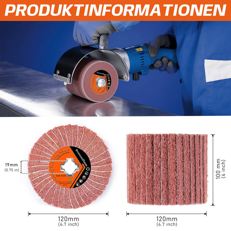Cepillo de rodillo abrasivo Satinierwalze para metal y madera – PA/óxido de aluminio y carburo de silicio, varios granos