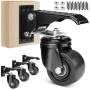 Heavy-duty retractable casters for workbench – 250kg load capacity, 75mm, 360° swivel, pedal mechanism, non-slip foot pedals