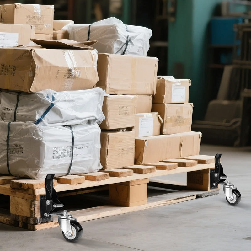 Heavy-duty retractable casters for workbench – 50 mm, adjustable, 150 kg load capacity