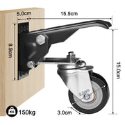 retractable heavy-duty casters for workbench – 50 mm, adjustable, 150 kg load capacity