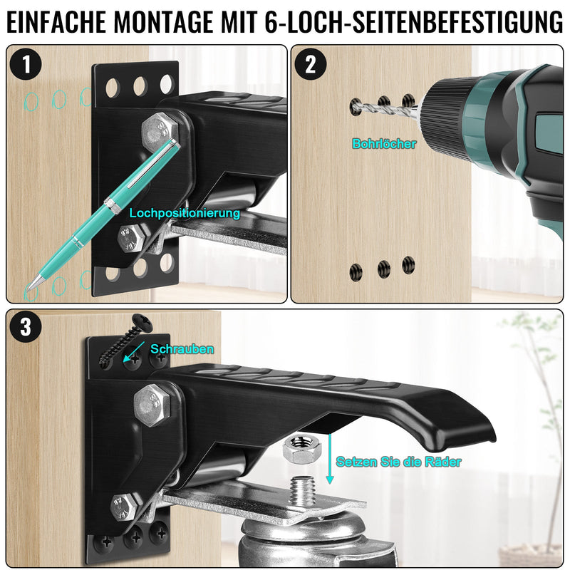 heavy-duty retractable casters for workbench – 50 mm, adjustable, 150 kg load capacity