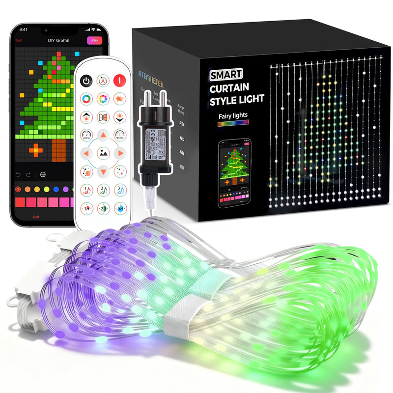Smart light curtain LED string lights with app control, music mode & 400 LEDs – IP44 for indoor & outdoor use