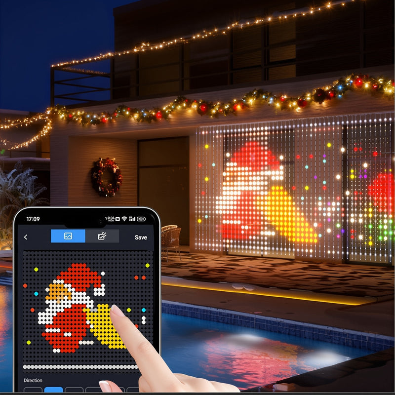 Smart Light Curtain LED string lights curtain with app control, music mode & 400 LEDs – IP44 indoor & outdoor
