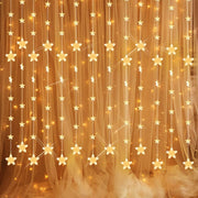 2 m star string lights, 144 LEDs, warm white, 8 modes, timer, IP44, for indoor & outdoor use