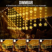 Star string lights 2 m, 144 LEDs, warm white, 8 modes, timer, IP44, for indoor & outdoor