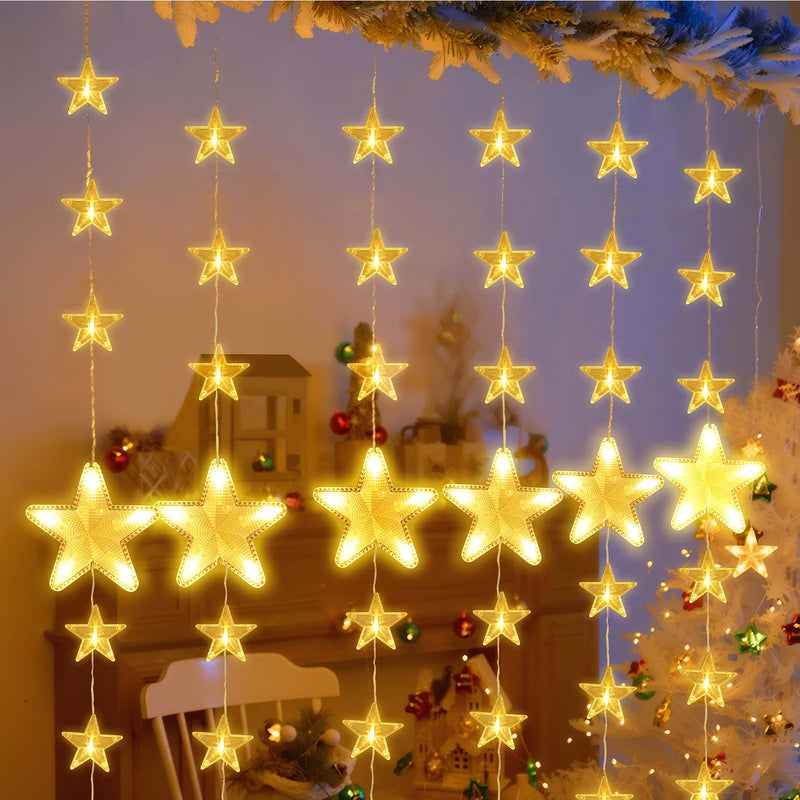 Star string lights 2 m, 144 LEDs, warm white, 8 modes, timer, IP44, for indoor & outdoor use