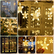 Star string lights 2 m, 144 LEDs, warm white, 8 modes, timer, IP44, for indoor & outdoor use