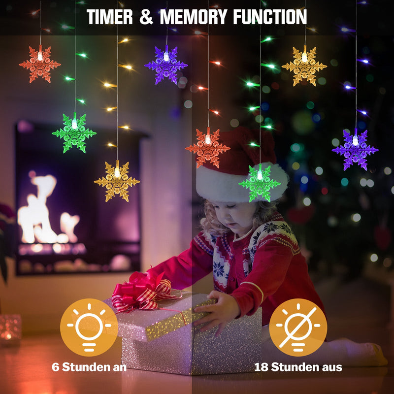 Star string lights for a festive atmosphere – 144 LEDs, 2 m warm white