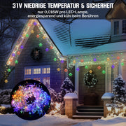Star fairy lights for a festive atmosphere – 144 LEDs, 2 m warm white