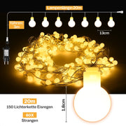 Sternenlichterkette für festliche Stimmung – 144 LEDs, 2 m Warmweiß