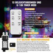 Sternenlichterkette für festliche Stimmung – 144 LEDs, 2 m Warmweiß