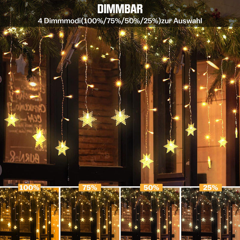 Star string lights for a festive mood – 144 LEDs, 2 m, warm white