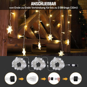 Star string lights for a festive atmosphere – 144 LEDs, 2 m warm white