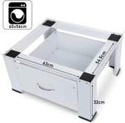 Base para lavadora con cajones, soporte para lavadora 63 x 54.5 x 32 cm, hasta 150 kg