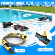 XIIW 18V batteri - stavpump 3000 l/h | Universell vattenpump för 18V-batterisystem | dränkbar pump inkl. 2x 2,0 Ah batteri & 3/4" anslutning