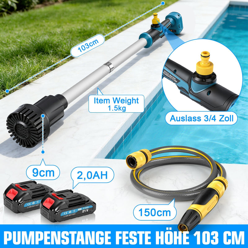 XIIW 18V batteri - stavpump 3000L/h | Universell vattenpump för 18V-batterisystem | dränkbar pump inkl. 2x 2.0Ah batteri & 3/4" anslutning