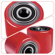 XIIW 2x PU Hubwagenrollen 80x70 mm Rot, Achse 20 mm, Ersatzrollen für Handhubwagen, bis 600 kg pro Rolle