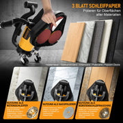 XIIW 3800W Betonschleifer 3-Scheiben, Ø105 mm, 6 Stufen, Nass/Trocken, Staubabsaugung, langer Handgriff