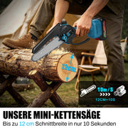 XIIW 4-in-1 Akku Hochentaster & Gartenschere Set 600W bürstenlos – Mini Kettensäge mit Teleskopstange, 2 Akkus, Baumschnitt Werkzeug Set