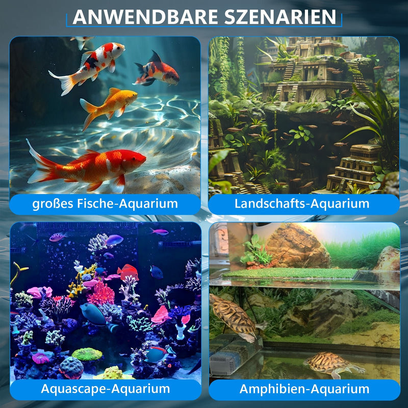 XIIW 4-in-1 Aquarium UVC Klärer Pumpe 800L/H, UV-C Innenfilter gegen grünes & trübes Wasser, für 150–300L Becken
