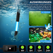 XIIW 4-in-1 Aquarium UVC Klärer Pumpe 800L/H, UV-C Innenfilter gegen grünes & trübes Wasser, für 150–300L Becken