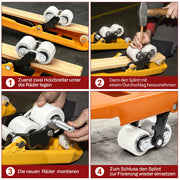 XIIW 4x Nylon Hubwagenrollen 80x70 mm, Lastrollen mit 6204 Kugellager 20 mm, Ersatzrollen für Handhubwagen bis 3000 kg