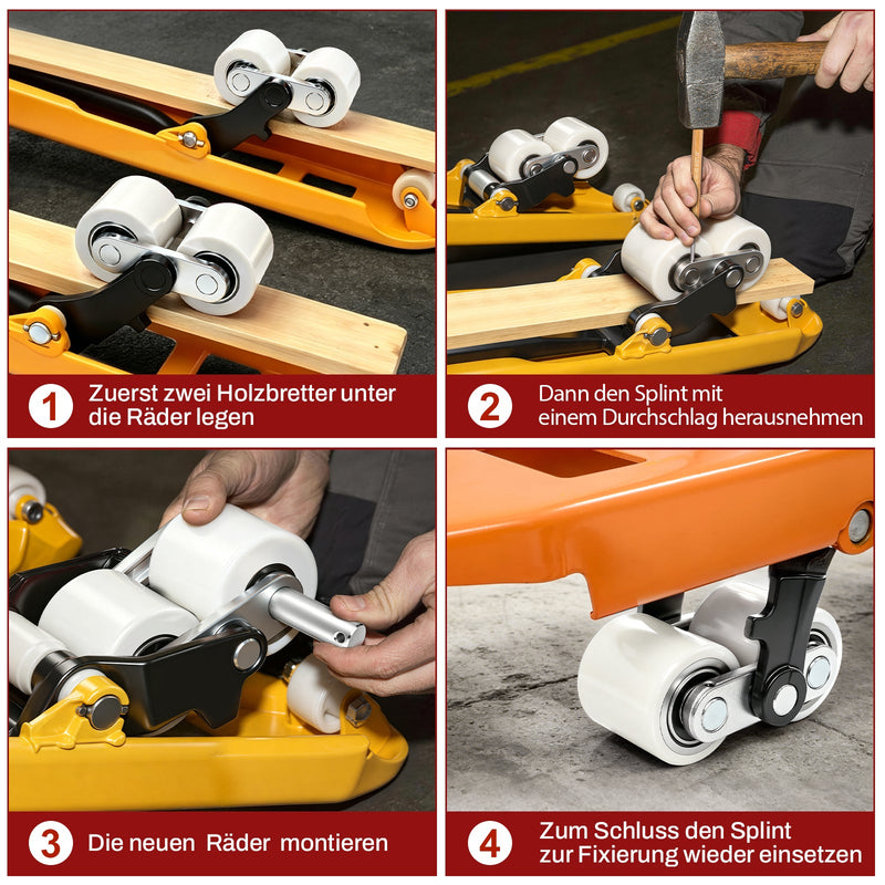 XIIW 4x Nylon Hubwagenrollen 80x70 mm, Lastrollen mit 6204 Kugellager 20 mm, Ersatzrollen für Handhubwagen bis 3000 kg