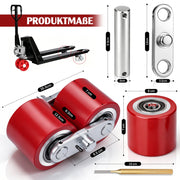 XIIW 4x PU Hubwagenrollen 80x70 mm, Lastrollen mit 6204 Kugellager 20 mm, Ersatzrollen-Set für Handhubwagen bis 3000 kg