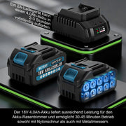 XIIW Akku Freischneider 1200 W, 16800 U/min, 2 x 4,0 Ah Akkus, 3 Unkrautbürsten, Metallmesser und Kreissägeblatt